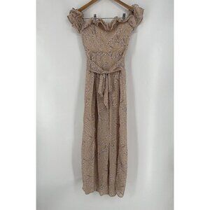 Saint Secrets Jazz Bardot Neckline Split Wide Leg Floral Jumpsuit Blush XS NWT